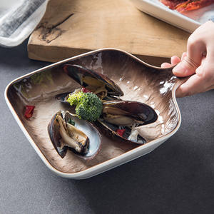 Plateau de cuisson en céramique pour le petit déjeuner, ustensile de cuisine à une poignée, plat à steak occidental - Product Image 4