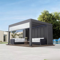 Pergola en aluminium durable et intelligente télécommandée coupe-vent et imperméable pour patios de jardin extérieurs Cadre enduit de poudre
