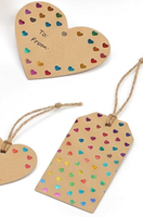 Kit d'emballage cadeau en papier kraft écologique recyclable imprimé en gravure mini-cœur coloré, sacs cadeaux, boîtes, cartes, emballages pour carnets