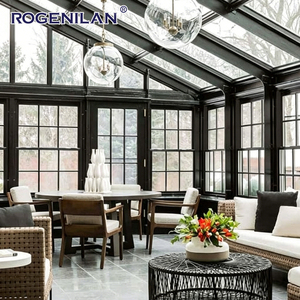 Véranda en verre rétractable Rogenilan, serres en verre, kits de serres en verre d'extérieur en aluminium, véranda à structure en aluminium - Product Image 1