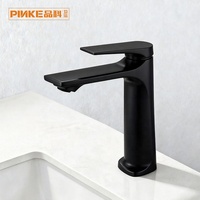 Robinet de lavabo monocommande moderne et contemporain pour salle de bain d'hôtel, à poser sur le comptoir, eau froide uniquement, en zinc noir, avec valve en céramique
