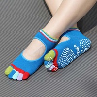 Calze Antiscivolo in Cotone con Grip, Mezze Dita, Traspiranti, Ecologiche, Arcobaleno, per Danza e Pilates - Offerta Speciale