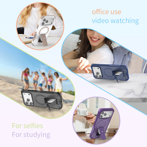 Custodia Magnetica Antiurto per Telefono con Cavalletto Integrato, <span class=keywords><strong>Cover</strong></span> Protettiva Trasparente con Impugnatura Antiscivolo per <span class=keywords><strong>Smartphone</strong></span> - Product Image 4