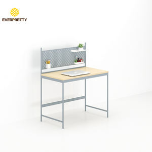 Scrivania da Ufficio per Casa e Appartamento con Pannello Forato, Struttura in Metallo e Ripiano Portaoggetti per Studio - Product Image 1