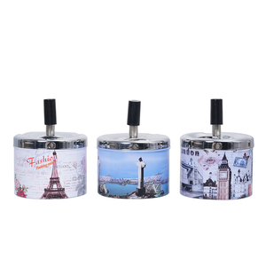 Cenicero de metal prensado 90*120mm con patrón de paisaje, accesorios para fumar personalizados al por mayor - Product Image 6