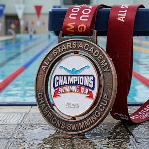 Medaglia Personalizzata in Lega di Zinco Smaltata con Design Nuotatore, Medaglia Girevole in Rame per Accademie, Medaglie Sportive in Metallo per Eventi di Nuoto per Bambini e Ragazzi - Product Image 4