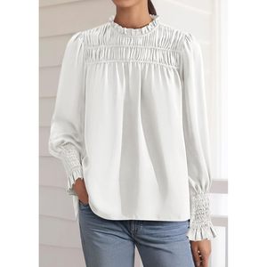 PRETTYGARDEN 2025 Blusas de Organza para Mujer, Camisas de Manga Larga de Satén, Cuello con Volantes, Atuendos Elegantes e Informales de Otoño para el Trabajo y Negocios - Product Image 1