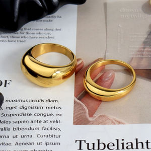 Minimalistische Sieraden Op Maat Graveren Logo Bold Statement <span class=keywords><strong>Ring</strong></span> Mannen Waterdicht Goud Zilver Roestvrij Staal Dikke Dikke Dikke Koepel <span class=keywords><strong>Ring</strong></span> - Product Image 4