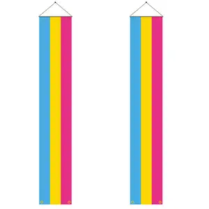 사용자 정의 공장 새로운 저렴한 2PCS 세트 LGBTQ 범 섹스 팬 프라이드 현관 표시 야외 실내 벽에 대 한 배너 매달려