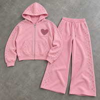 Fabricants de vêtements, streetwear personnalisé pour hommes, sweat à capuche court en coton lourd avec fermeture éclair, impression intégrale, strass, diamants