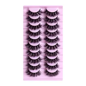 10Pairs 3D Mink Lashes russian strip lash Dramatic False Eyelashes Faux Cils Makeup Wholesale Fake Eyelash Extension maquiagem