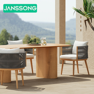 ชุดโต๊ะรับประทานอาหารกลางแจ้งไม้สักสุดหรู ชุดโต๊ะและเก้าอี้กลางแจ้งสำหรับวิลล่า ลานบ้าน โรงแรม รีสอร์ท สวน - Product Image 4