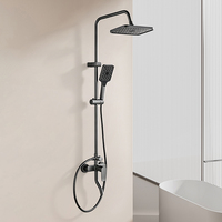 Ensemble de douche chaud et froid gris anthracite avec pommeau de douche pluie, douchette à main et robinet de baignoire 3 fonctions compact, vente en gros directe usine OEM ODM