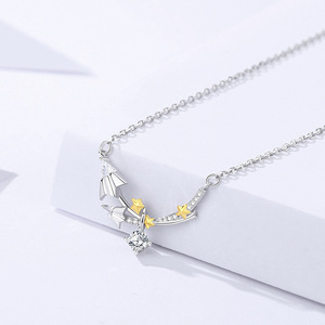 สร้อยคอเงินแท้ S925 สองสี รูปเครื่องบินกระดาษประดับเพชรซิร์คอน ดีไซน์โรแมนติก ของขวัญสำหรับผู้หญิง สร้อยคอหรูหราแบบเรียบง่าย - Product Image 4