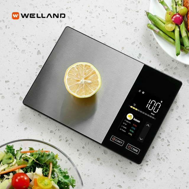New Style Stainless Steel On-Screen Nutrient Info Digital Kitchen Weighing Balance Smart Food Scale with Nutritional Calculator