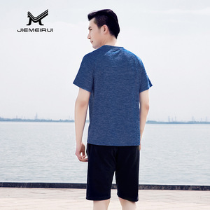 Jiemeirui Sportswear T-shirt à manches courtes pour hommes et femmes, vêtements de yoga à séchage rapide, couleur unie SML - Product Image 5