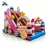 Château gonflable personnalisé en forme de train à bonbons avec toboggan, château gonflable de qualité commerciale pour fête d'anniversaire