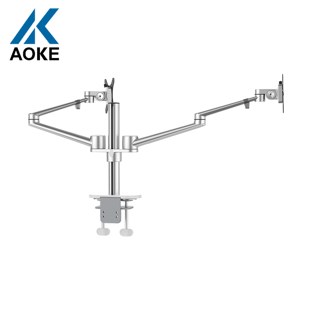 Wholesales Factory Monitor Mount Desk Stand Holder Gas Spring Double Metal Bracket Black White Sliver Monitor Arm