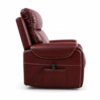 Fauteuil inclinable électrique contemporain en bois avec revêtement en cuir PU, canapé inclinable électrique une place avec télécommande pour salon