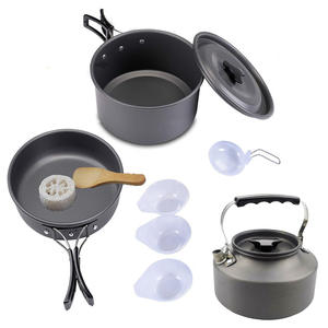Juego de utensilios de cocina para acampar al aire libre con tetera, olla antiadherente plegable de 1,1 L para 3-4 personas, diseño plegable portátil - Product Image 4