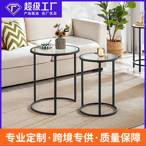 Custom-made round <b>glass</b> coffee <b>table</b> for living room, light luxury style, small apartment, creative sofa <b>side</b> <b>table</b> set. - Product Image 4