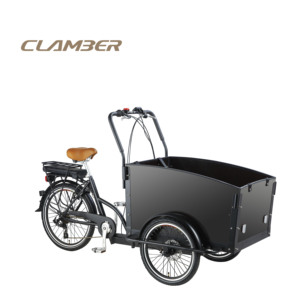 Triciclo trasero eléctrico con batería, con <span class=keywords><strong>caja</strong></span> <span class=keywords><strong>de</strong></span> madera delantera, asiento <span class=keywords><strong>para</strong></span> niños, <span class=keywords><strong>bicicleta</strong></span> <span class=keywords><strong>de</strong></span> <span class=keywords><strong>carga</strong></span> <span class=keywords><strong>para</strong></span> la familia, estilo holandés, stock <span class=keywords><strong>de</strong></span> La UE - Product Image 1