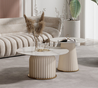Ensemble de tables basses contemporaines italiennes et nordiques, style luxueux et moderne, pour salon, bureau ou maison, avec table centrale ronde mobile.