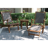 Ensemble de salon d'extérieur 3 pièces : chaise inclinable, table d'appoint, ensemble de sièges de conversation et de relaxation pour patio et jardin