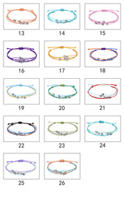 Bracelets en corde cirée faits à la main, multi-couches, imperméables, réglables, multicolores, bohèmes, 5 perles, pour femmes - Product Image 3