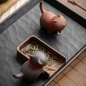 Ornamento a Forma di Gattino in Argilla Zisha Yixing, Ecologico e Portatile, Portapenne/Coperchio per Set da Tè Gongfu, Modello CC-002 - Product Image 3