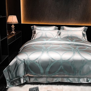 Sang Trọng Lụa + Bông Duvet Bìa Jacquard Bạc 4 Mảnh Thiết Kế Bán Buôn Comforter Bộ Đồ Giường - Product Image 4