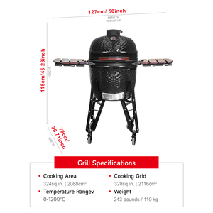 <span class=keywords><strong>Barbecue</strong></span> en céramique SEB <span class=keywords><strong>KAMADO</strong></span> 21 pouces TB Rouge, Gril <span class=keywords><strong>Kamado</strong></span> en céramique, Gril à charbon de bois pour le camping, Gril à fumée - Product Image 3