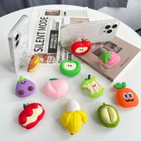 Coque de téléphone transparente avec coussin d'air et support paresseux, motif fruits simulés, pour visionnage de séries sur bureau