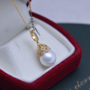 Wholesale 11-12mm Freshwater Round Pearl <b>Pendant</b> Charm Strong <b>Light</b> Fine Flaws S925 Silver Fashion for Female <b>Three</b> Lives <b>Three</b> - Product Image 2