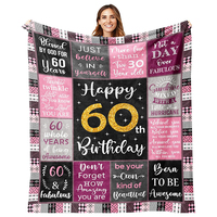 Couverture d'anniversaire personnalisée 60 "x 50"-Cadeau en polaire de flanelle à sublimation personnalisée pour les femmes mamans soeurs amis