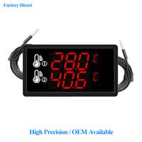 Detector Industrial de Temperatura Dual con Pantalla, Sonda Impermeable, Carcasa de ABS, Monitor de Alarma de Temperatura para Monitoreo de Cadena de Frío, CE