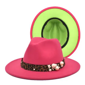 Оптовая продажа фетровых шляп с широкими полями и логотипом на заказ, 2 тона, разные цвета для женщин и мужчин, детей