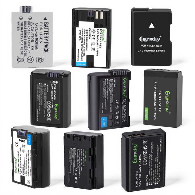 Factory Wholesale Camera Battery for Canon Panasonic Fuji Nikon LP-E6 FW50 W126S EN-EL14 Multi Models Rechargeable Li-ion