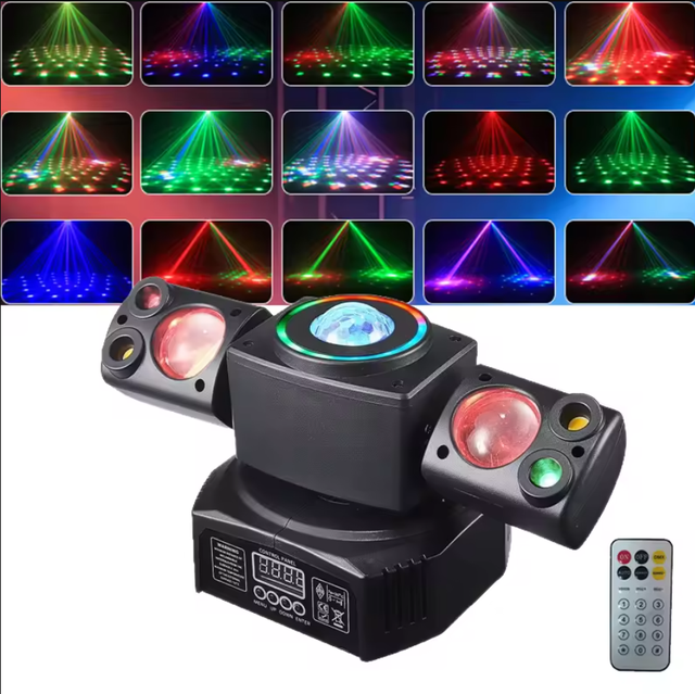 DMX Colorful LED Beam Laser Strobe Moving Head Light Remoter Control 6000K Daylight High CRI 80 Stage Effect Lighting Lights