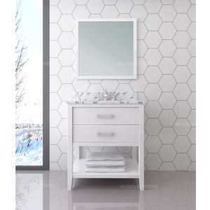 Lavabo étanche blanc <span class=keywords><strong>de</strong></span> style moderne, armoire <span class=keywords><strong>de</strong></span> <span class=keywords><strong>salle</strong></span> <span class=keywords><strong>de</strong></span> <span class=keywords><strong>bain</strong></span> à 2 portes à fermeture douce avec lavabo - Product Image 3