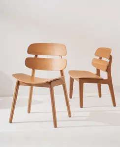 Factory Bazhou Furniture Scandinavian Modern Designer Dining Natural Oak Bent Wood Cafe Chair