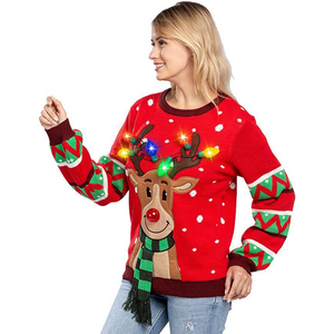 <span class=keywords><strong>Pull</strong></span> de Noël à manches longues pour femme avec lumières, motif <span class=keywords><strong>renne</strong></span> <span class=keywords><strong>moche</strong></span> - Product Image 4
