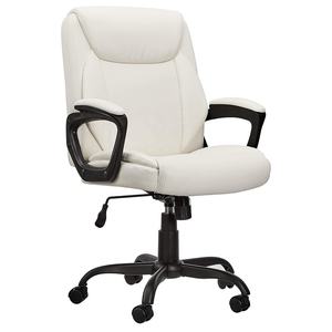 <span class=keywords><strong>Silla</strong></span> de <span class=keywords><strong>escritorio</strong></span> de trabajo para ordenador de oficina básica de piel sintética blanca elegante certificada por BIFMA con reposabrazos acolchados - Product Image 1