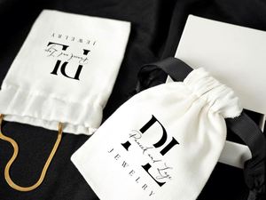 Wholesale Small Personalized Printed Cotton Canvas Jewelry Beauty Products <b>Pouch</b> with Ribbon for Elegant Gift Packaging - Product Image 4