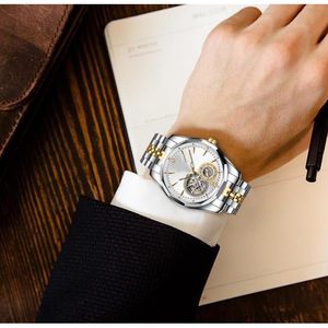 Men's Skeleton Automatic <b>Mechanical</b> <b>Watch</b> Crystal Stainless Steel Band 21cm Length 12mm Case Thickness 30bar Water Resistant - Product Image 5