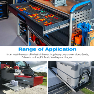 מסילות מגירה תעשייתיות כבדות של YENUO, הארכה מלאה 12-60 אינץ', התקנה צידית, מסילות פלדה מגולגלת קרה עם מסבי כדור, עומס 250 ליברות - Product Image 5