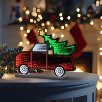 Lampe LED néon 3D miroir infini en forme de camion de Noël, personnalisable en usine, pour la décoration de la maison et des magasins en période de fêtes, OEM, faible MOQ