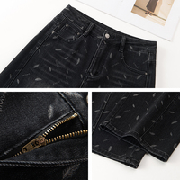 Jeans de Mujer con Lavado Ácido, Pierna Ancha, Estampado, Botones, Cremallera, Bolsillos, Corte Relajado, Estilo Vintage Clásico, Fabricación por Contrato