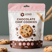 Sachet d'emballage personnalisé pour biscuits, refermable, avec fermeture éclair, pour biscuits, craquelins, snacks et autres aliments