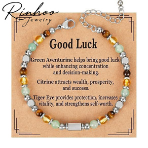 Pulsera Ajustable Unisex <span class=keywords><strong>de</strong></span> Piedra Natural Turquesa <span class=keywords><strong>de</strong></span> 4mm con Cuentas <span class=keywords><strong>de</strong></span> Corazón Dorado, Ojo Turco, Pino y Girasol Hechas a Mano - Product Image 6